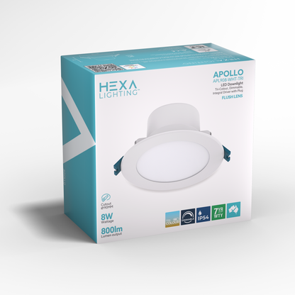 8W LED Dimmable Downlight - Tri Colour (90mm) Apollo