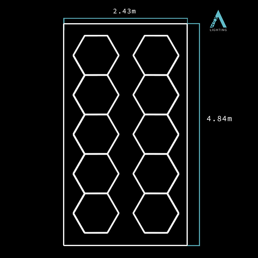 Bordered Double Row - Hexagon Lighting Fixture Bordered Double Row