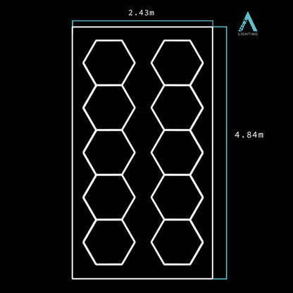Bordered Double Row - Hexagon Lighting Fixture Bordered Double Row