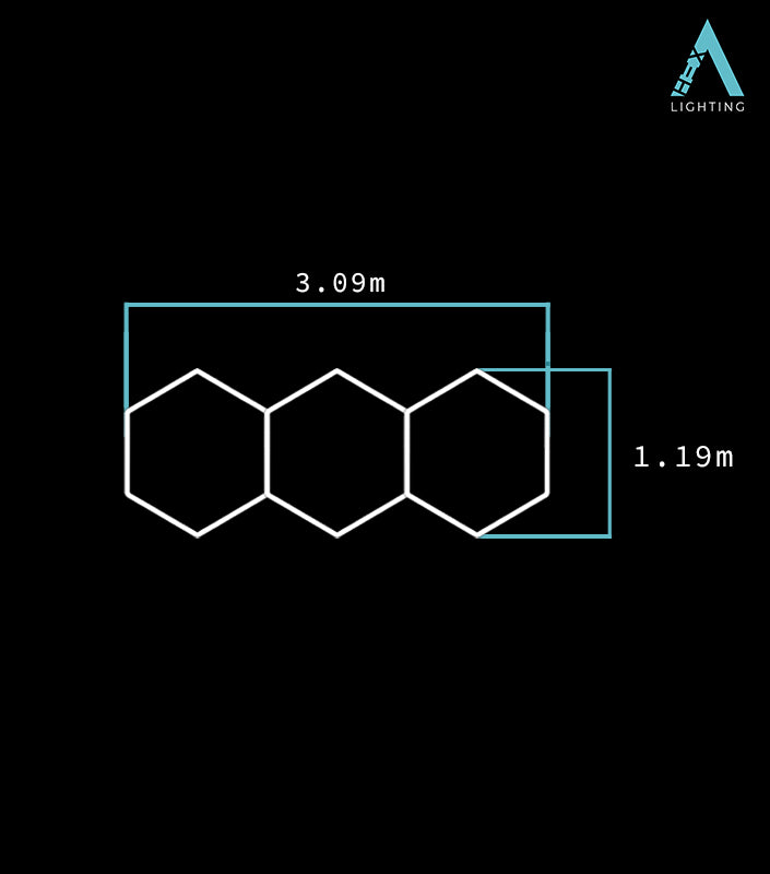 1.2m x 3.1m | Hexagon LED Lighting Fixture TRIO GRANDE