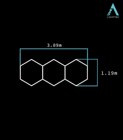 1.2m x 3.1m | Hexagon LED Lighting Fixture TRIO GRANDE