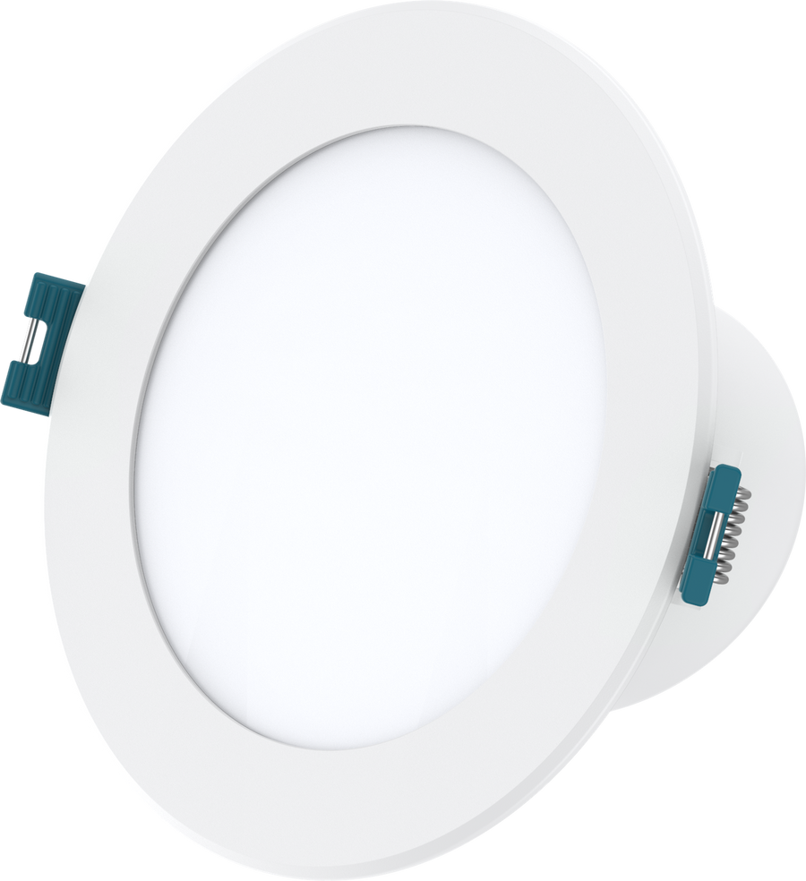 HEXA Apollo 8W LED downlight, angled view showing the trim and spring clips