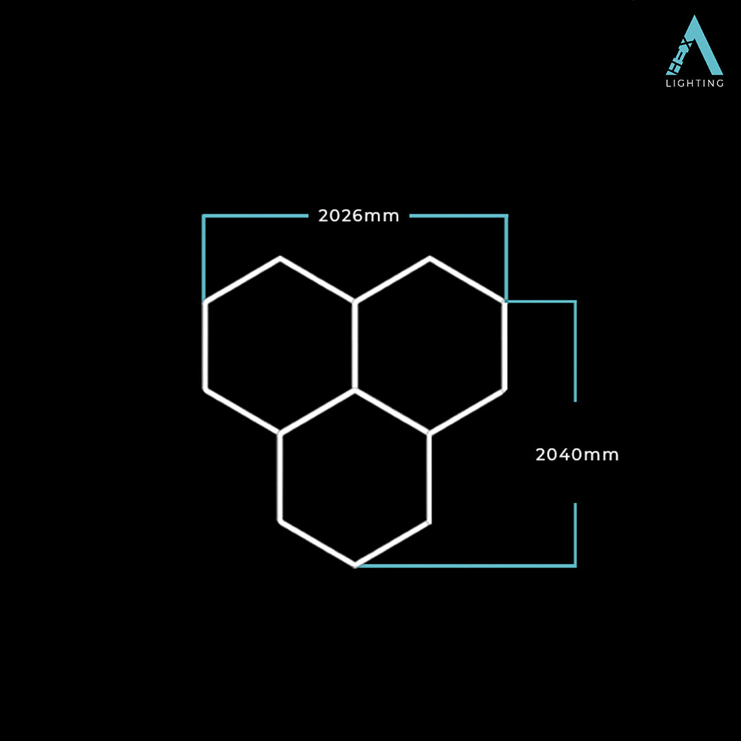 2.04m x 2.06m | Hexagon LED Lighting Fixture TRIOD GRANDE