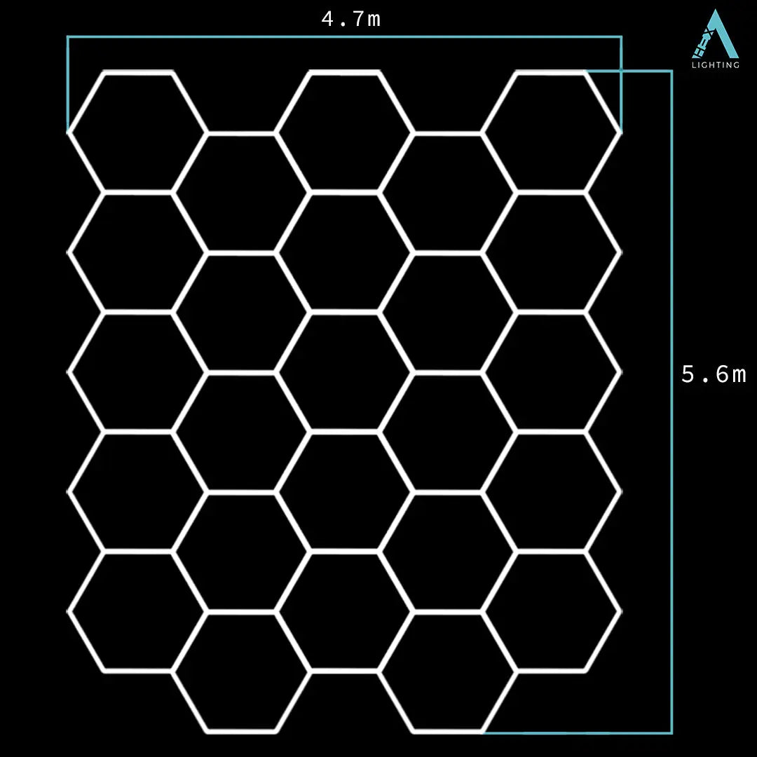 4.9m x 5.6m | Hexagon LED Lighting Fixture DOUBLE GARAGE GRANDE