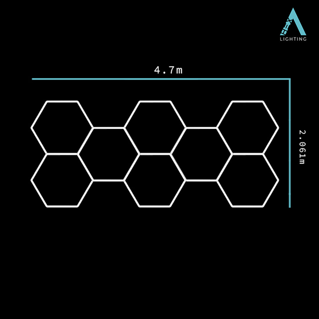 2.1m x 4.9m | Hexagon LED Lighting Fixture CLUSTER GRANDE
