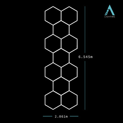 2.1m x 6.5m | Hexagon LED Lighting Fixture MEGA CLUSTER GRANDE