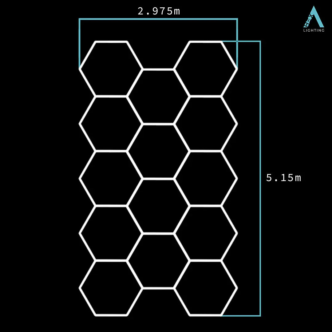 3m x 5.2m | Hexagon LED Lighting Fixture SINGLE GARAGE GRANDE